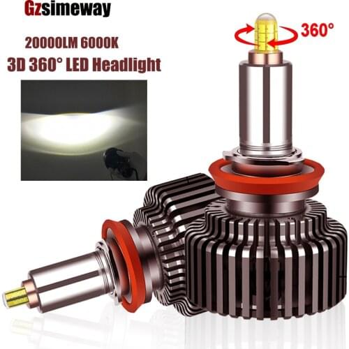 2pcs H11 H7 Led 360° 3D Headlight Bulb 9012 9005 9006 H8 H9 H1 H4 Car Lights HB4 HB3 Super 6000K Turbo Fog Lamps for Projector