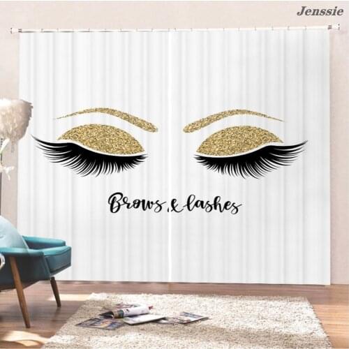 2 Panels Blackout Window Curtain Silver Eyeshadow Print Curtains For Living Room Bedroom Girls Eyelashes Print Curtains For Home
