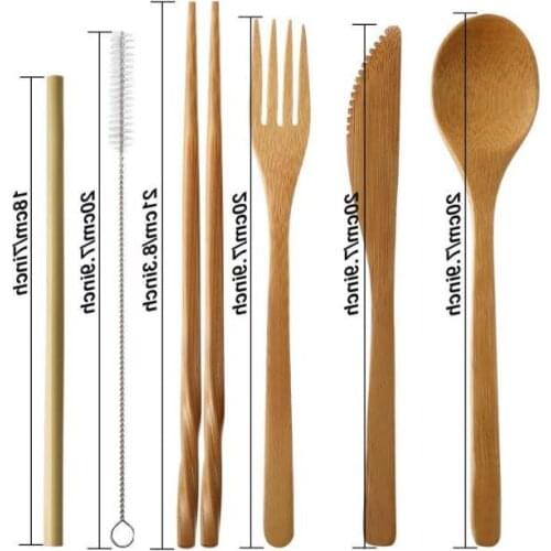 6pcs/set Portable Eco Friendly Flatware Set Travel Utensils Dinnerware Set Reusable Straws Chopsticks Knife Fork Spoon Wholesale