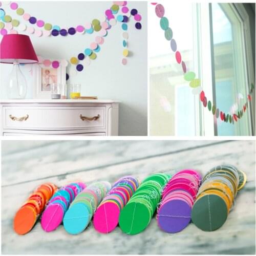 4M Creative Multicolor Circle Dot Paper Garland Banners Pink Green Round Shape Banner Decorating Wedding Party DIY Home Decor