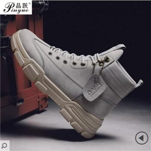 New Men Boots Military Boots Men Winter Ankle Lightweight Shoes Men PU Leather Waterproof Lace Up Winter Casual Non Slip