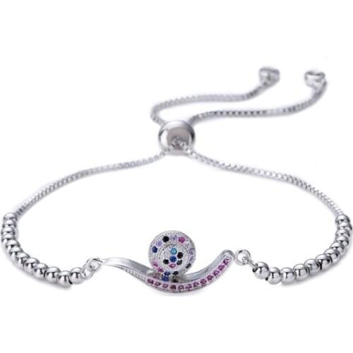 Snails multicolor micro pave cz zircon cubic zirconia Bracelet Adjustable silicone silver gold plated Charm Snake Chain hcg34