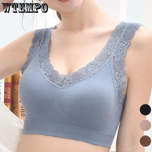 Seamless Bras Push Up Bra Women Tube Top Lace Floral Wide Straps Underwear Brassiere Wireless Soft Sexy Bralette Lingerie Female