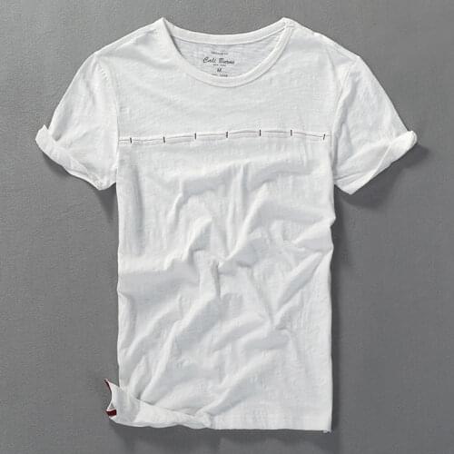 Summer new mens short-sleeved T-shirt round collar Slim bamboo cotton solid t shirt men casual tshirt men camiseta chemise