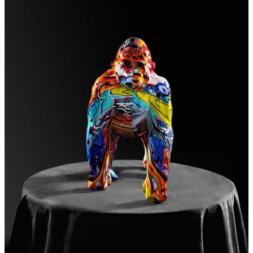 European Creative Resin Colorful Gorilla Sculpture Home Livingroom Desktop Figurines Crafts Store Cabinet Ornaments Decoration