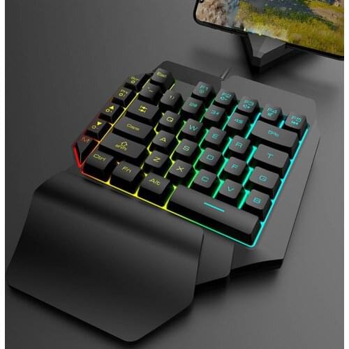 Gaming Keyboard Mouse Professional Gamer Kit One Hand Keycaps USB Cable Ergonomic Multi Color LED Backlight 39 Key Keypad For PC
