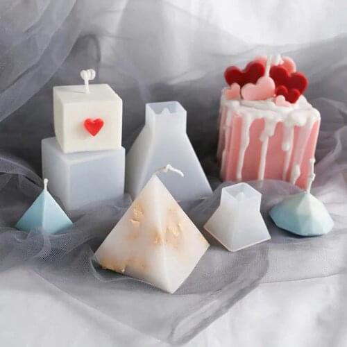 Square Cube Silicone Candle Molds Pyramid Shape Gypsum Plaster Crafts Mould Handmade Scented Candle Soap Mold