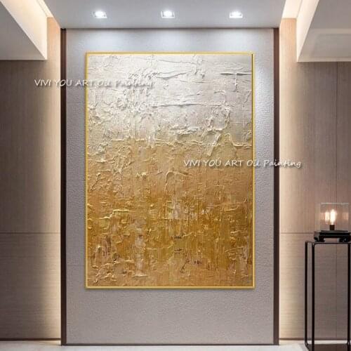 Hot Sales Art Design White Yellow Nature Handpainted Abstrat Oil Painting On Canvas Home Decor Wall Art Picture For Living Room