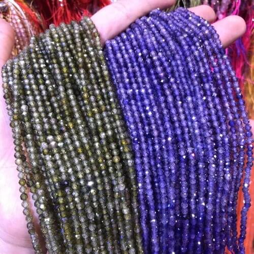 Small Faceted Beads Natural Zircon Stone 2 3 4mm Loose Beads for Jewelry Making Bracelet DIY Necklace Accessories Wholesale