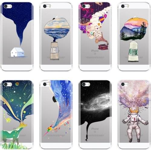 TPU Soft Silicone Phone Case For iPhone 5C 5S SE 5 S Art Star Space Deer Astronaut Ocean Aesthetic Back Cover For iPhone 4S 4 S