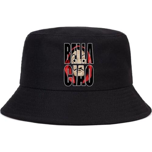 La Casa De Papel Print Bucket Hats Summer Cap House Of Paper Money Heist Unisex Fashion Foldable Fisherman Hat Panama Bucket Hat