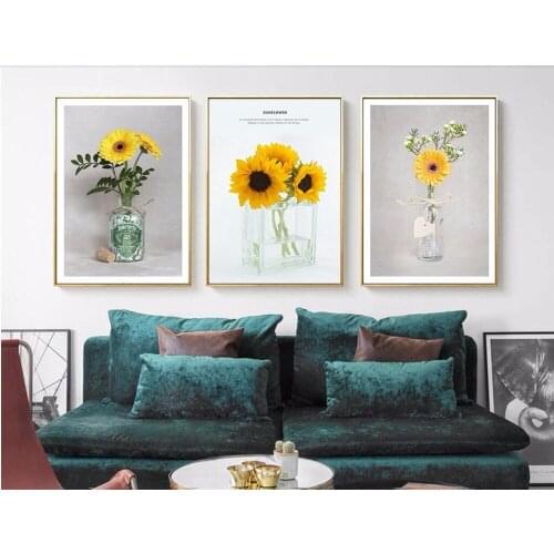 Living Room And Restaurant Nordic Fresh Sunflower Flower Print On Canvas Poster Painting Modern Wall Art Picture Home Decoration