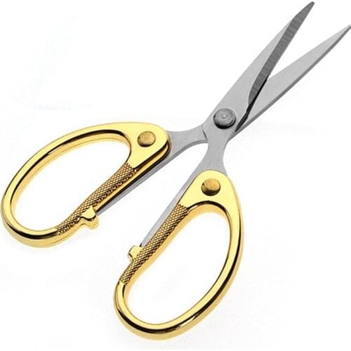 Prajna Gold Professional Scissors Sewing Tailors Scissors Thread Cutting Scissors Stainless Steel Fabric Clothes Handmade Craft