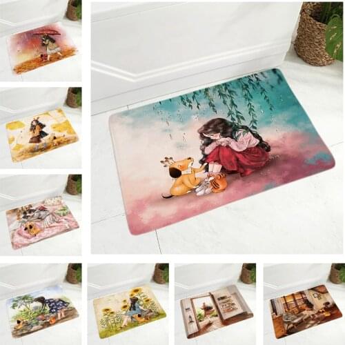 Super Soft Flannel Fairy Tale World Carpet 40x60cm Non-Slip Decor Cute Cartoon Girl Doormat Floor Door Mat for Children Room