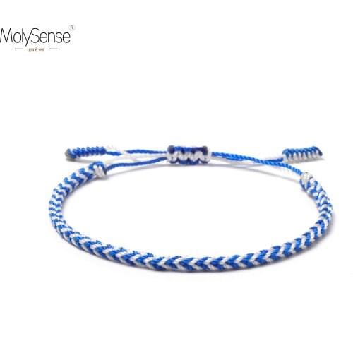 Molysense Tibetan Buddhist Lucky Silk Woven Tibetan Bracelets & Bangles For Women Men Handmade Knots Rope Wish Gift Bracelet