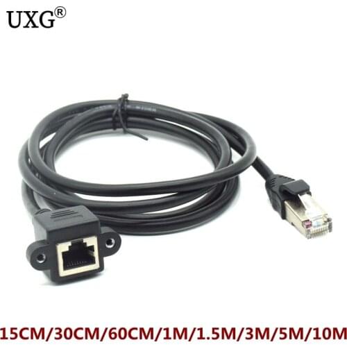 5M 10M 8Pin RJ45 Cable Male M to F Female Screw Panel Mount Ethernet LAN Network 8 Pin Extension Short Cable 0.3m 60cm 1m 3m