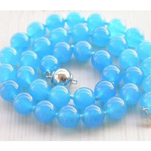 Natural stone Round Beads Choker Vintage Necklace Jades Chalcedony Statement Chain Necklaces Long Jewelry Collar 18inch MY4597