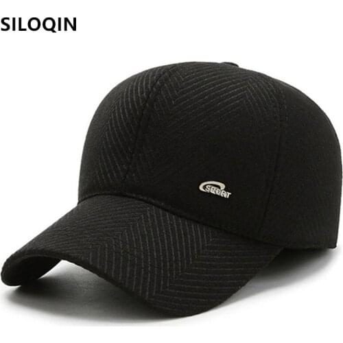 SILOQIN Middle-aged Mens Winter Hat Warm Earmuffs Hats Baseball Caps Snapback Cap Bone Adjustable Size Men Thickened Sports Cap