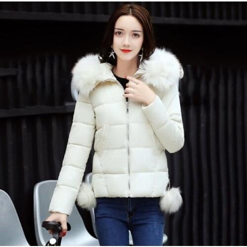 Winter women feather cotton Outerwear female long section large size Fur collar winter Slim leisure cotton jacket coat dpingnm