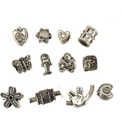 Snake Chain Bracelets Beads Creative DIY Wholesales Euro Strawberry Sun Flower Ice Hockey Vintage Silver Metal Jewelry Compoents