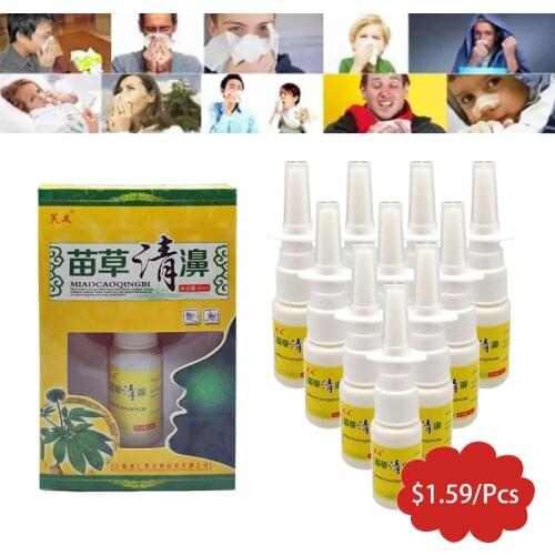 10Pcs/Lot Chinese Pure Natural Herbs Nasal Spray Treatment Rhinitis Sinusitis Allergy Rhinitis Spray Nose Care Health Tools