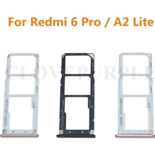 10pcs/lot Sim Card Reader Holder For Xiaomi Redmi 6 Pro SIm card Tray Slot Socket Adapter For Redmi A2 Lite