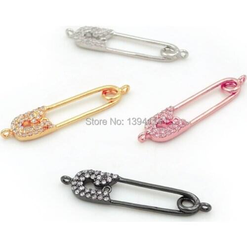 32*6*2mm Micro Pave Clear CZ Buckle Connectors Fit For Men And Women Making Bracelets Jewelry