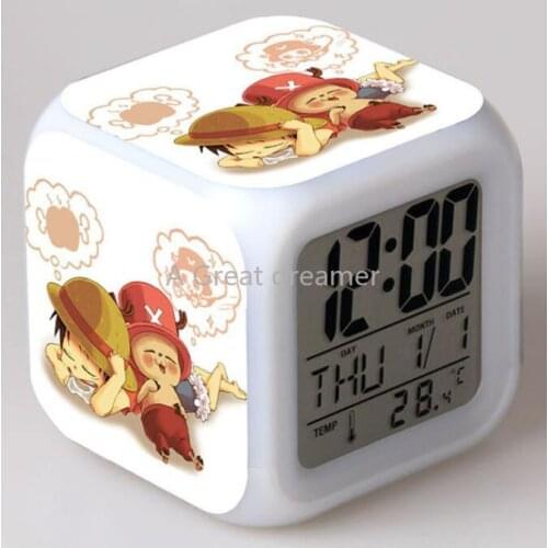 3d ONE PIECE Alarm Clock Kids Anime Light Led Clock Toys Wake Up LED Clock For Kids Adults Gift Despertador Table Droshipping