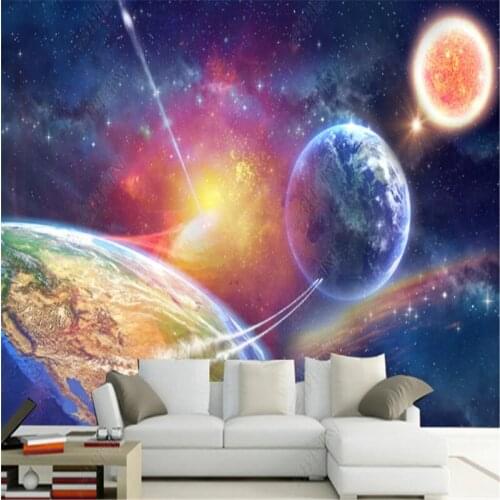 3D Mural Wallpaper for Kids Room Universe Starry Sky Childrens Room TV Background Wall Papers Home Decor Papel De Parede 3d
