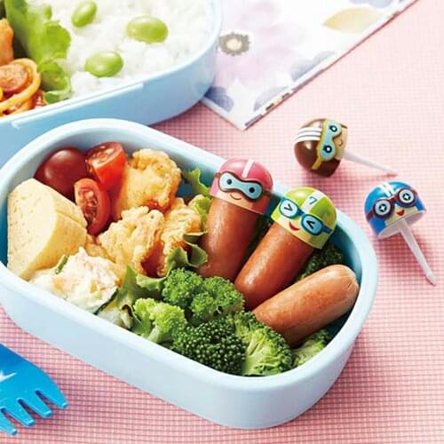 4PCS Helmet Fruit Dessert Fork Set Mini Cartoon Children Snack Cake Dessert Pick For Kids Toothpick Bento Lunches Party Decorati