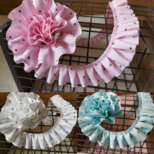 5M/lot 3.8cm wide rustic blue white powder wave thread pleats with wavy lace decorative clothing accessories AC892