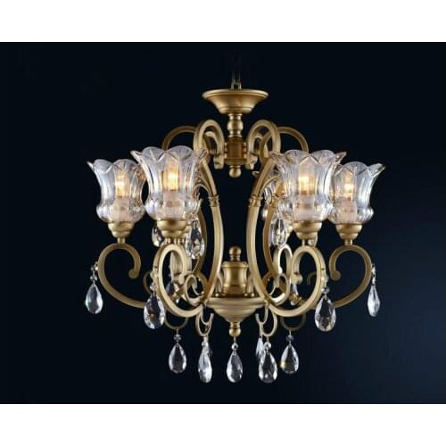 Free Shipping Modern Copper European Crystal Chandelier Lingting Luxurious LED AC Bronze Crystal Lamp Lustre Suspension Lighting