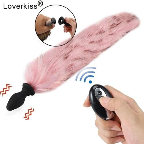 Wireless Remote Control Fox Tail Anal Vibrator Vibrating Butt Plug Anus Dilator, / Non-vibrating Metal Butt Plug Anal Tail BDSM