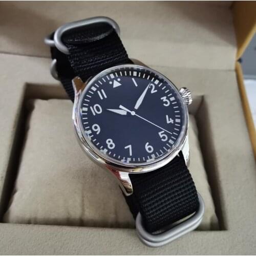 GEERVO No logo 44mm Automatic mens Watch simple style Pilot style Seagull st2130 movement Asia 2824 movement