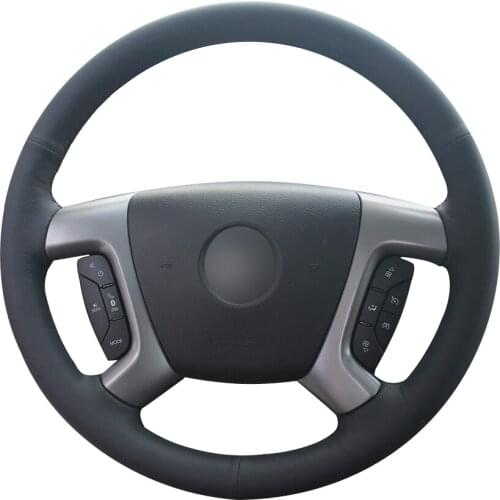 Black Natural Leather Car Steering Wheel Cover for Chevrolet Captiva 2007-2014 Silverado GMC Sierra 2007-2013 Daewoo Winstorm