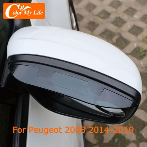 Color My Life 2Pcs/Set ABS Car Rearview Mirror Cover Trim for Peugeot 2008 2014 - 2018 Rain Visor Covers Accessories
