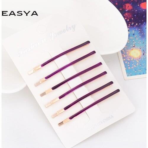 EASYA 6pcs/Lot Enamel Simple Hair pins Hair Jewelry Hot Sale Hair Clips Headwear Hair Accessories For Women Girls