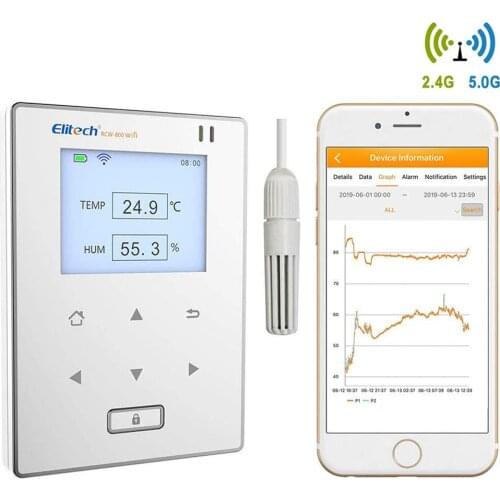 Elitech RCW-800WiFi Temperature and Humidity Data Logger Wirelesss Remote Monitor - Both 2.4GHz and 5GHz Supported