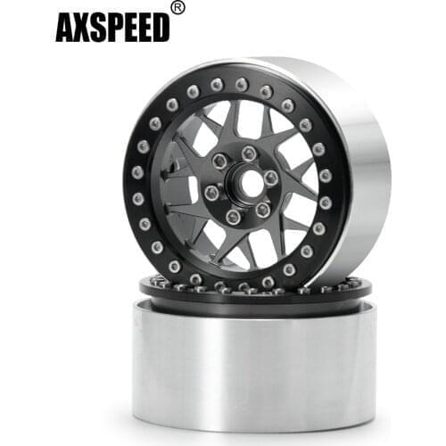 AXSPEED 1/10 RC Crawler Car Parts 35mm Width Wheel Rims 2.2" Alloy Metal Beadlock Wheel Hub for Axial SCX10 D90 Wraith 90018