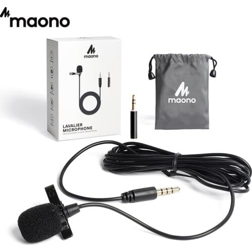 MAONO Lavalier Microphone Handsfree Condenser Microphone Clip On Vocal Recording Lapel Mic Wired Studio Microphone for DSLR Cam