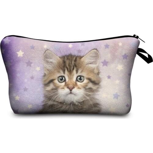 Cat cat Cosmetic Bag Print Women Brand makeup bags Cute bag headset candy Cosmetic printing Collection Casual men zipper letter