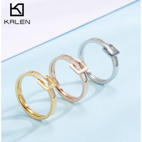 Kalen Rule Fashion Unique Decoration Ladies Ring Love Carved Stainless Steel Gift Jewelry