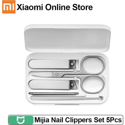 XIAOMI MIJIA Nail Clippers Set 5Pcs Stainless Manicure Pedicure Nail Clipper Cutter Nail File Ear Pick with Storage Box