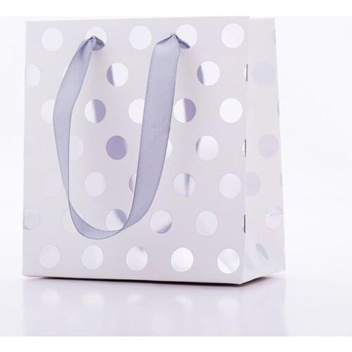 2021 New Arrive Paper Gift Bags With Hot Stamping Dots Clothing Scarf Jewelry Paper Handbags For Wendding Birthday Party
