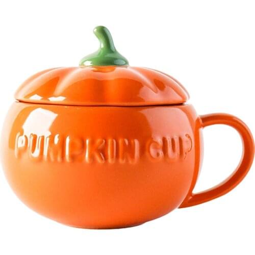 1Pc Adorable Creative Practical Delicate Ceramic Cup Water Cup Pumpkin Shape Cup