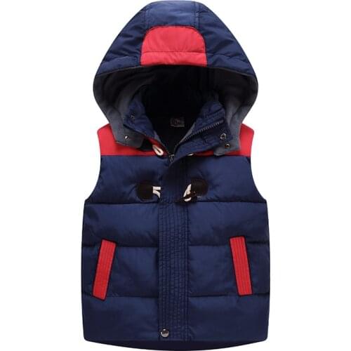 Autumn Winter Children Jacket Boys Outerwear Coats Kids Vest for Boys Hooded Casual Thicken Warm Boys Waistcoat BC291