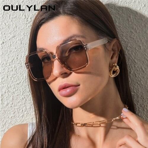 Oulylan 2021 Classic Black Sunglasses Women Men Retro Brand Square Sun Glasses Oversized Goggles UV400 Gradient Sunglass Ladies