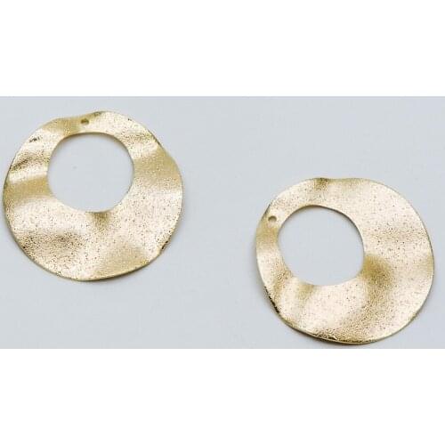 10pcs Gold Circle Disc Pendants 33mm, Gold Plated Brass Round Disk Loop Charms (GB-482)