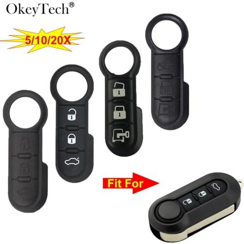 10pcs Okeytech High Quality 3 Buttons Flip Remote Car Key Pad For Fiat 500 Panda Silicone Button Rubber Pad Replacement White