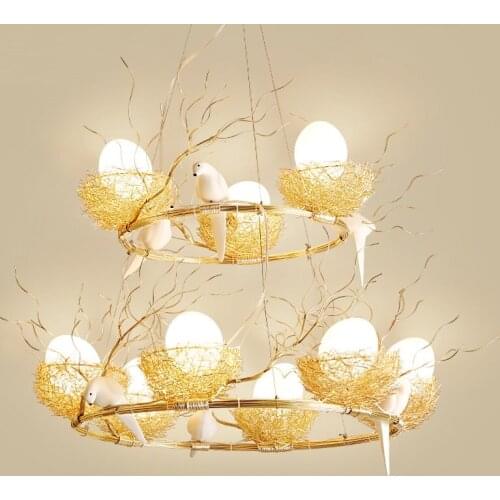 Nordic Lamp Hanging Lights Creative Birds Nest LED Pendant Light Fixtures Home Lighting Fashion Aluminum Lamparas Colgante